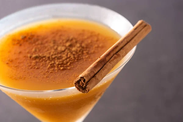 Pumpkin Cocktail Glass Black Background Close — Stock Photo, Image