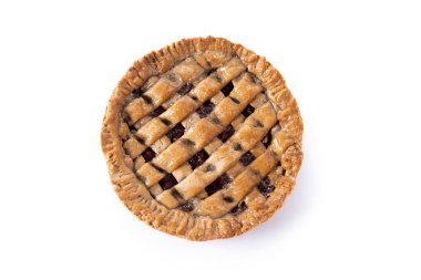 Beyaz arka planda izole Küba pae olarak da bilinen guava dolgulu geleneksel Pastafrola turtası