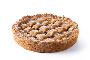 Beyaz arka planda izole Küba pae olarak da bilinen guava dolgulu geleneksel Pastafrola turtası