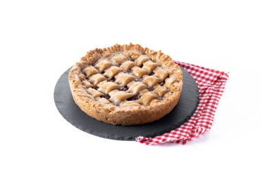 Beyaz arka planda izole Küba pae olarak da bilinen guava dolgulu geleneksel Pastafrola turtası