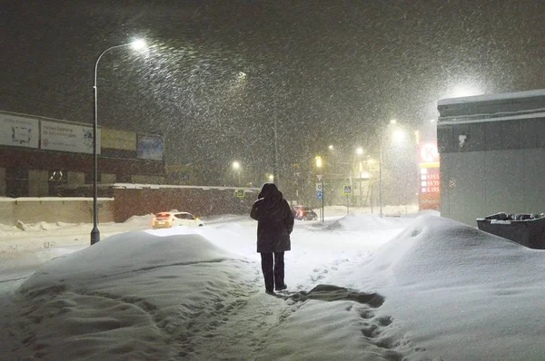 Snow Storm Street — 스톡 사진