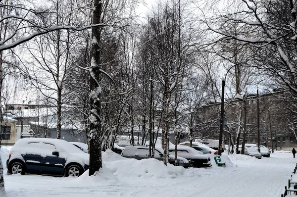 Ciudad Calle Después Tormenta Nieve —  Fotos de Stock