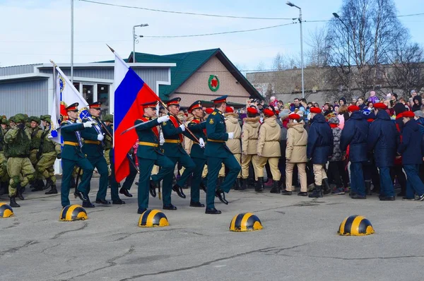 Militärdemonstration Der Stadt Kandalaksha Russia Kola Halbinsel 2019 — Stockfoto