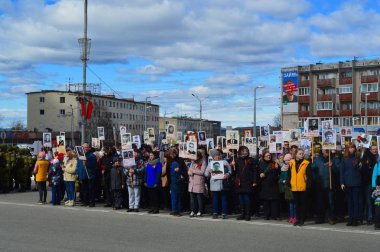 Kandalaksha şehrinde Zafer Bayramı kutlaması.9 Mayıs 2019.