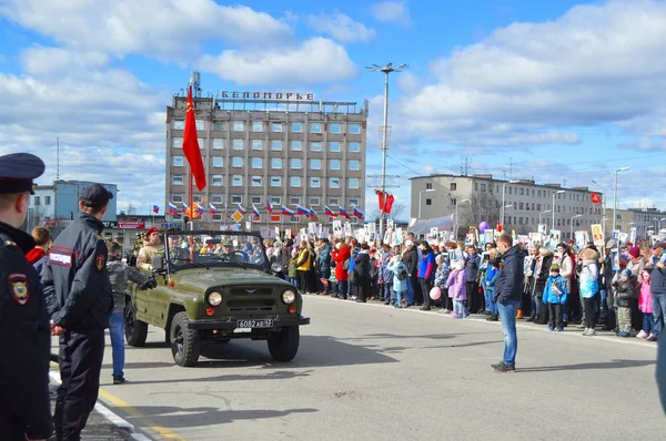 Kandalaksha şehrinde Zafer Bayramı kutlaması.9 Mayıs 2019.