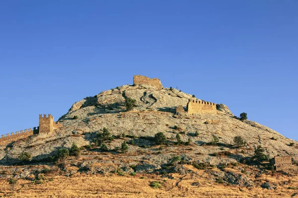 Crimea Ucraina Agosto 2011 Veduta Della Fortezza Genovese Sudak Tramonto — Foto Stock