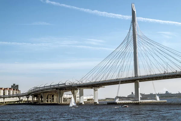 Saint Pétersbourg Russie Mai 2018 Vue Pont Haubans Tronçon Ouest — Photo