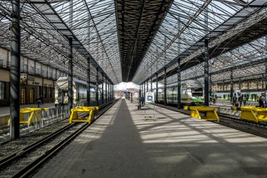 Helsinki. Finland.April 7, 2018.View Helsinki Tren İstasyonu platformu.
