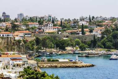 Antalya. Turkey.5 Haziran 2018.View eski şehir Kaleiçi Antalya Marina .