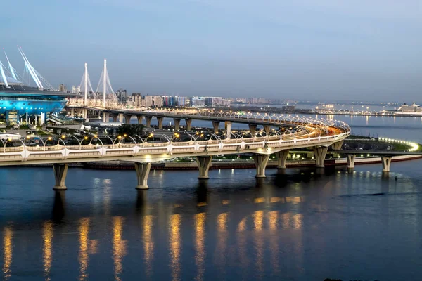 San Petersburgo Rusia Julio 2018 Vista Del Puente Cable Sección —  Fotos de Stock