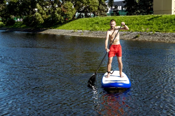 Saint Petersburg Russia Agosto 2018 Uomo Cavallo Sup Paddle Board — Foto Stock