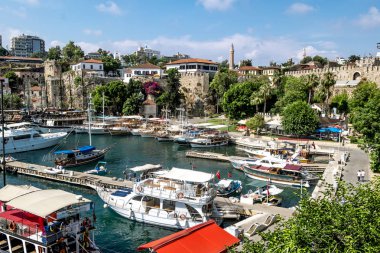 Antalya. Turkey.5 Haziran 2018.View eski şehir Kaleiçi Antalya Marina .