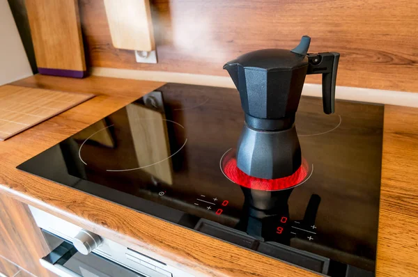 Coffee Brewed Geyser Coffee Maker Home Kitchen — Stock Photo, Image