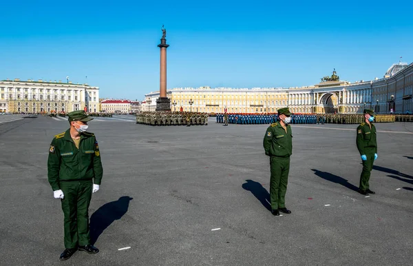 Saint Petersburg Russia Června 2020 Zkouška Vítězné Přehlídky Palácovém Náměstí — Stock fotografie