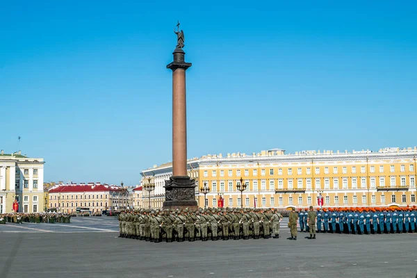 Saint Petersburg Rússia Junho 2020 Ensaio Desfile Vitória Praça Palácio — Fotografia de Stock