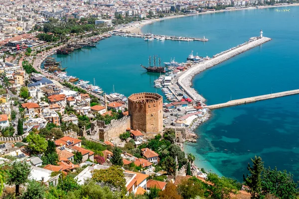 Alanie Turquie Septembre 2020 Vue Des Murs Ancienne Forteresse Tour — Photo