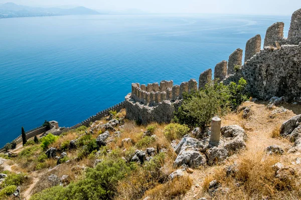 Alania Turkey September 2020 View Walls Ancient Fortress Harbor Alanya — Stock Photo, Image