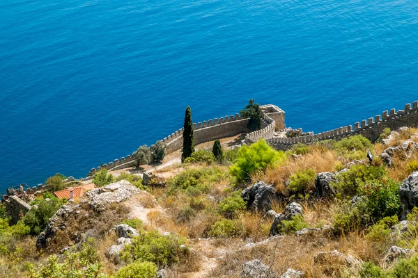 Alania Turkije September 2020 Uitzicht Muren Van Het Oude Fort — Stockfoto