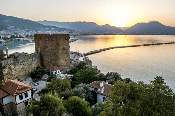 Alania Turquía Septiembre 2020 Vista Las Murallas Antigua Fortaleza Torre —  Fotos de Stock