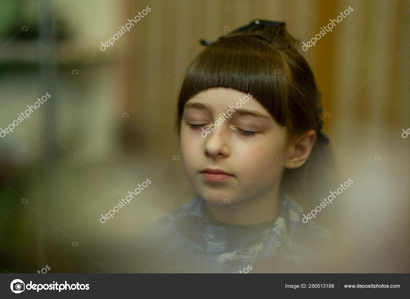 Hairdresser Making A Hair Style To Cute Little Girl Stock Photo