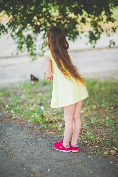 Chica camina en el bosque —  Fotos de Stock