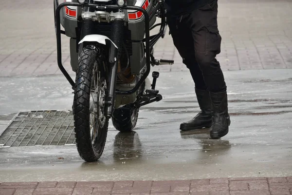 Motocicleta Lavagem Carro Motocicleta Limpeza Bicicleta Grande Com Injeção Espuma — Fotografia de Stock