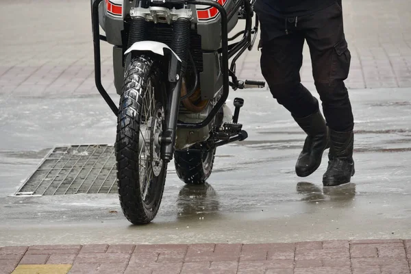 Motocicleta Lavagem Carro Motocicleta Limpeza Bicicleta Grande Com Injeção Espuma — Fotografia de Stock