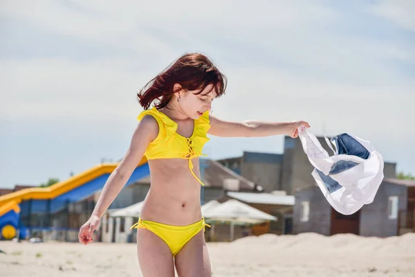 Girl Sea Portrait Young Girl Teenager Summer Vacation Sand Sunny — Stock Photo, Image