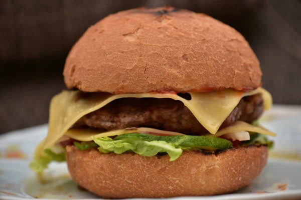 Primo Piano Hamburger Base Verdure Manzo Cucinare Hamburger Fatti Casa — Foto Stock