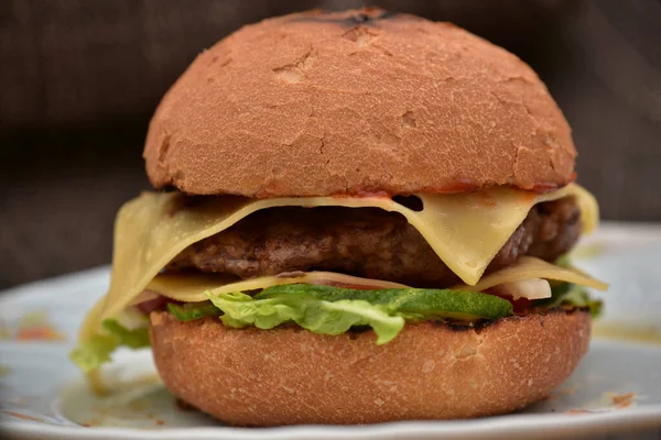 Primo Piano Hamburger Base Verdure Manzo Cucinare Hamburger Fatti Casa — Foto Stock