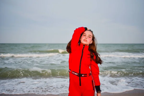 Fata Ani Mare Portretul Fetei Ani Nisip Vacanță Vară Adolescent — Fotografie, imagine de stoc