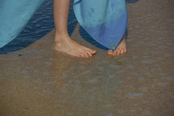 Une Fille Mer Portrait Jeune Fille Adolescent Vacances Été Sable — Photo