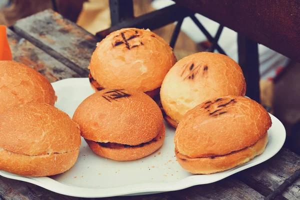 Detailní Záběr Burgeru Zeleniny Hovězího Vařím Domácí Hamburgery Domácí Jídlo — Stock fotografie