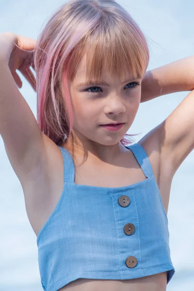 Lindo Retrato Niña Retrato Aire Libre Linda Niña Día Verano — Foto de Stock