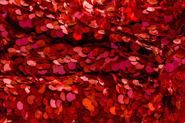 Rode Lovertjes Patroon Sprankelende Lovertjes Achtergrond Rode Lovertjes Stof Voor — Stockfoto