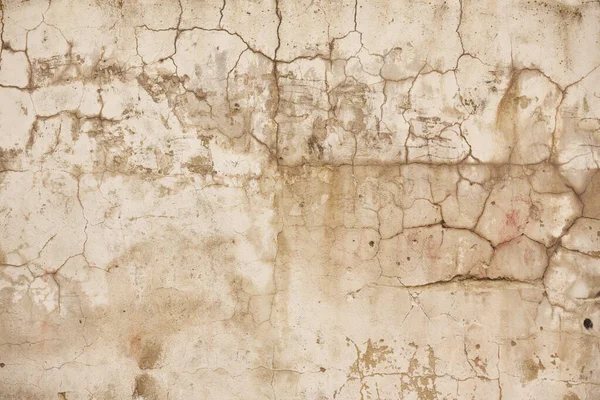 Pared Blanca Con Grietas Piso Cemento Gris Agrietado Hormigón Sobre — Foto de Stock