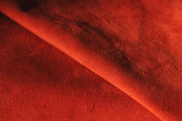 Red Matte Background Suede Fabric Closeup Velvet Texture Seamless Leather — Stock Photo, Image