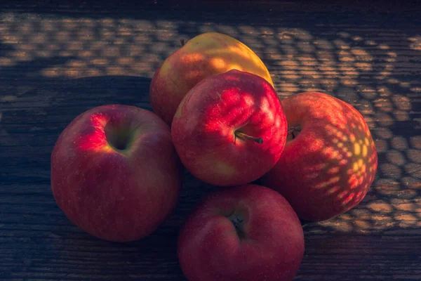 Fresh Ripe Red Apples Apples Red Background Healthy Food Vitamins — Stock Photo, Image