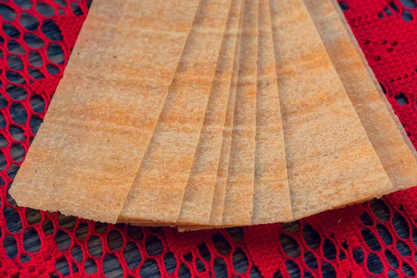 Pacote Chips Retangulares Fichas Retangulares Fotografia Macro Batatas Fritas — Fotografia de Stock