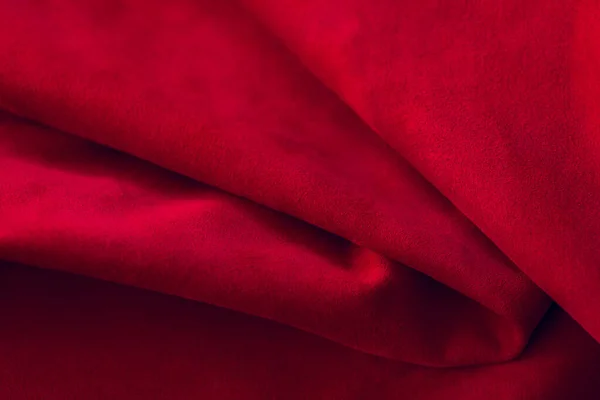 Red Matte Background Suede Fabric Closeup Velvet Texture Seamless Leather — Stock Photo, Image