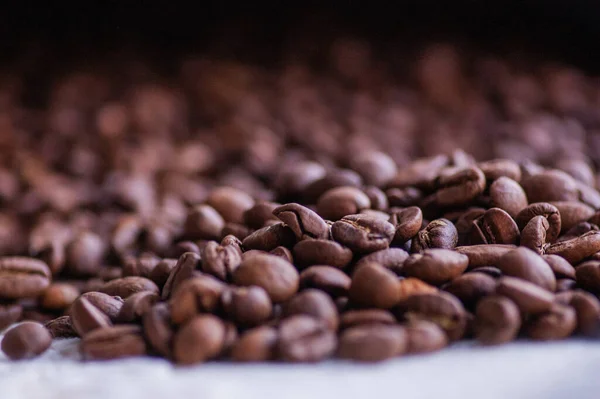 Coffee beans background. Light roasted natural coffee beans. Morning and vigor, caffeine. Arabica