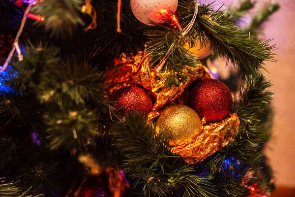 God Jul Och Gott Nytt Julleksaker Trädet Julen — Stockfoto