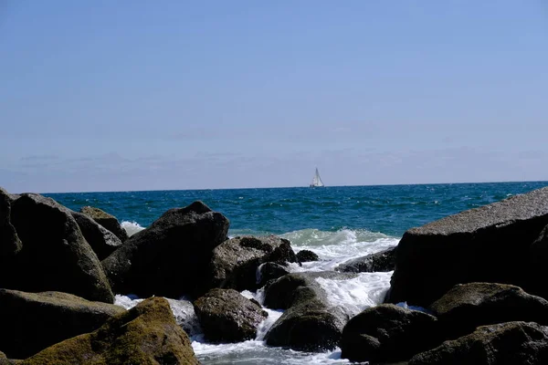 Océano Pacífico Frente Costa Los Ángeles Fondo Natural Para Diseñador — Foto de Stock