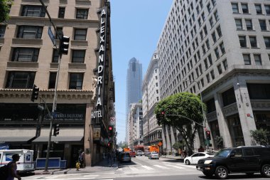 Binaların dış görünüşünün ayrıntıları ve unsurları. Los Angeles, Usa. Temmuz 2019