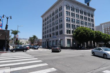 Binaların dış görünüşünün ayrıntıları ve unsurları. Los Angeles, Usa. Temmuz 2019