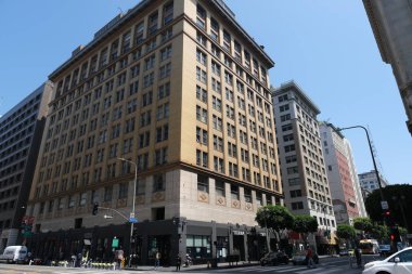 Binaların dış görünüşünün ayrıntıları ve unsurları. Los Angeles, Usa. Temmuz 2019