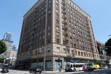 Binaların dış görünüşünün ayrıntıları ve unsurları. Los Angeles, Usa. Temmuz 2019