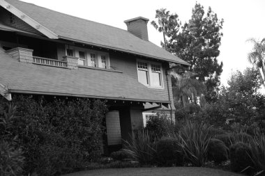 Binaların dış görünüşünün ayrıntıları ve unsurları. Los Angeles, Usa. Temmuz 2019