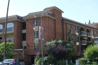 Binaların dış görünüşünün ayrıntıları ve unsurları. Los Angeles, Usa. Temmuz 2019