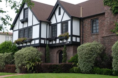 Binaların dış görünüşünün ayrıntıları ve unsurları. Los Angeles, Usa. Temmuz 2019